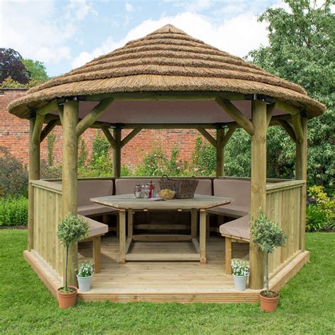 13'x12' (4x3.5m) Luxury Wooden Furnished Garden Gazebo with Country ...