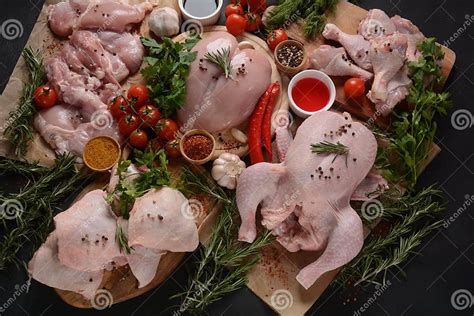 Different Types of Fresh Chicken Meat. Stock Photo - Image of group ...