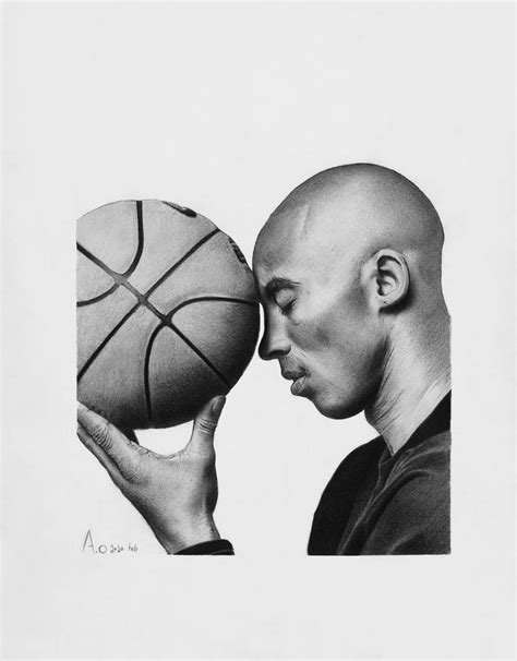 Kobe Bryant holding his basketball Drawing by Ao Collection | Saatchi Art