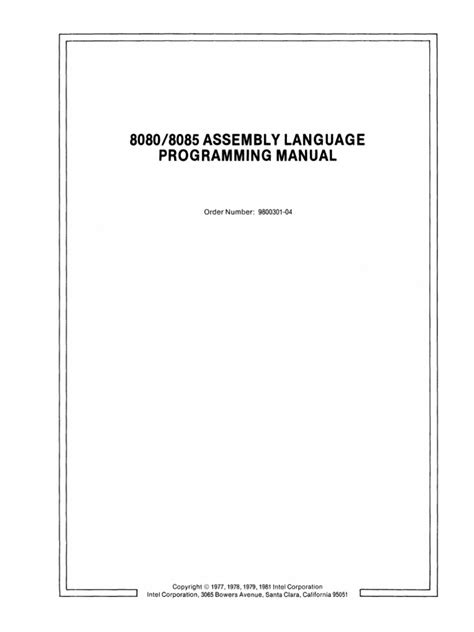 8080 Manual Intel | Assembly Language | Instruction Set