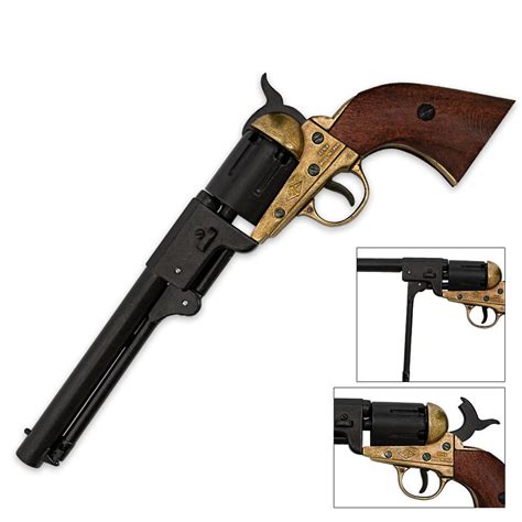 Replica Navy Revolver With Brass Accents | Kennesaw Cutlery