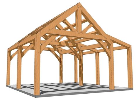 20x20 King Post with Shed Roof Plan - Timber Frame HQ