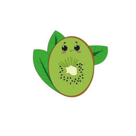 illustration of cute kiwi fruit among the leaves 18915962 Vector Art at ...