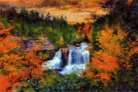 Waterfall in Autumn Painting by Lynne Jenkins | Fine Art America