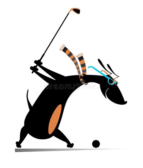 Cartoon dog plays golf stock vector. Illustration of flat - 250324509