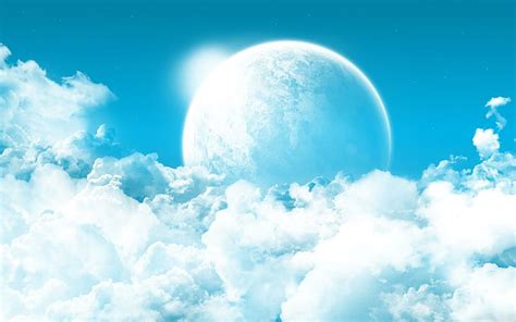 HD wallpaper: Bright Blue Sky, planet, clouds, 3d and abstract ...