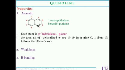 #Quinoline (synthesis, Reaction, medicinal uses) - YouTube