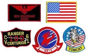 Amazon.com: Top Gun 5 Patches Nick Bradshaw Goose Flight Suit Topgun ...