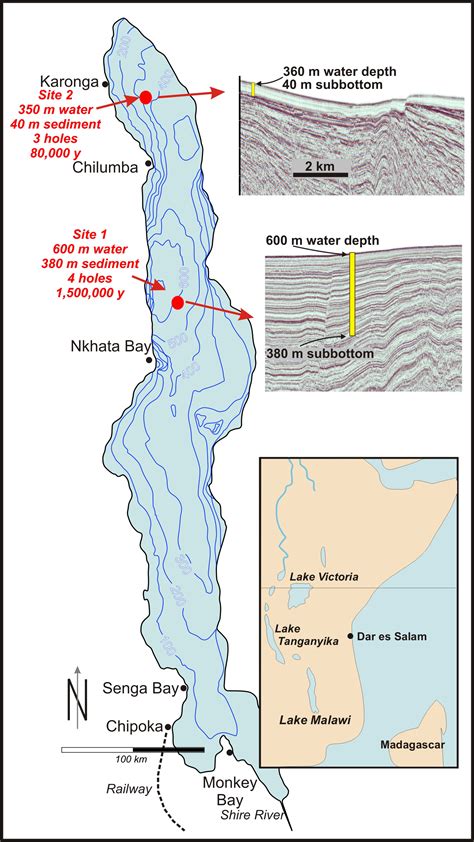 Lake Malawi Bathemetric Map • mappery