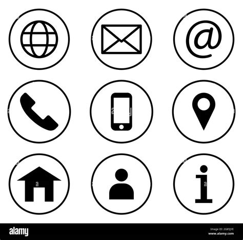 Contact us icon set. Line art style. Phone, name, website, address ...