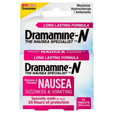 Dramamine-N Long Lasting Formula Nausea Relief Tablets, 10 Count ...