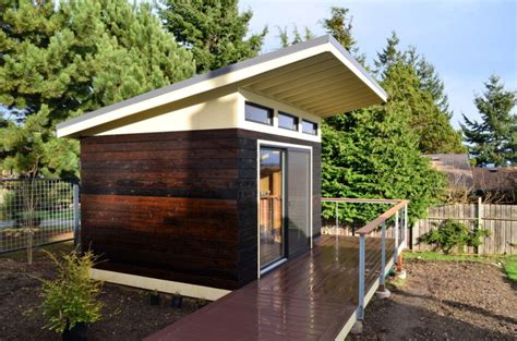 Exterior Breathtaking Modern Shed Design With Black And Brown Wall With ...