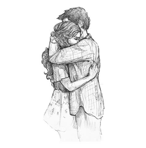 Two People Hugging Drawing