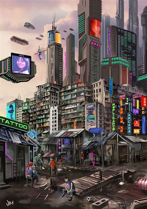 Cyberpunk concept art: Claypool City by jimjaz on DeviantArt