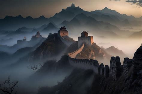 The great wall of china wallpaper | Premium AI-generated image