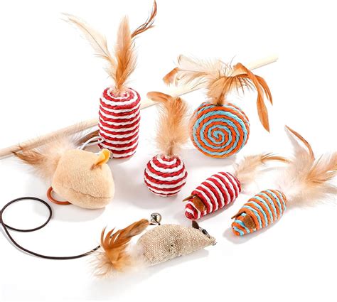 Buy NVTED Cat Feather Toy Set, Playing Cats Toys Cat Wand Pet Activity ...