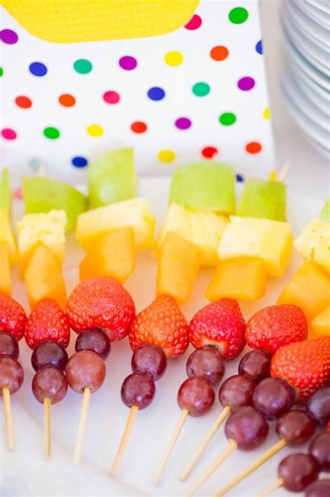 Colourful fruit kebabs that I did for Henry's birthday. | Fruit kebabs ...