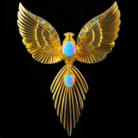 Premium AI Image | A gold bird with a blue and green phoenix on it