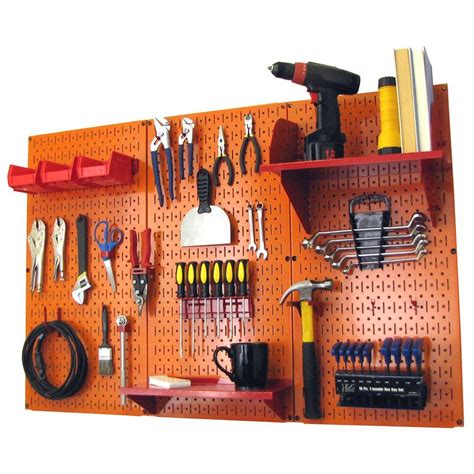 Wall Control 32 in. x 48 in. Metal Pegboard Standard Tool Storage Kit ...