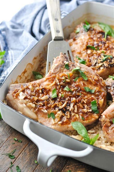 Country Baked Pork Chops and Rice - The Seasoned Mom