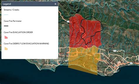 Santa Barbara Fire Evacuation Map