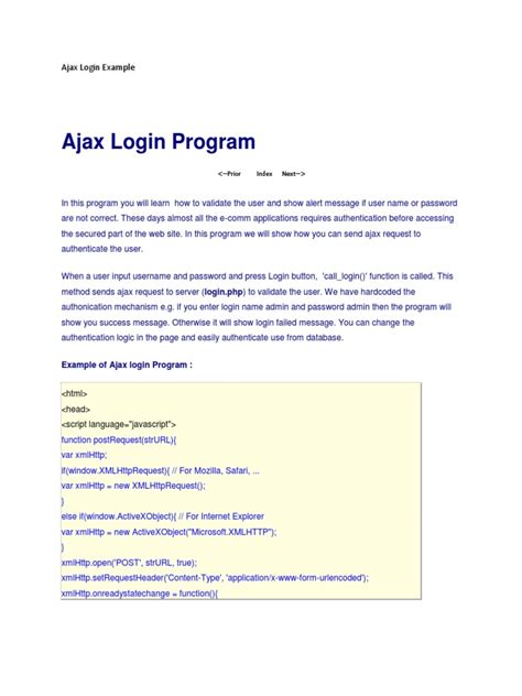 Ajax Example | PDF | Ajax (Programming) | Login