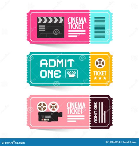 Cinema Ticket Vector Illustration. Stock Vector - Illustration of ...