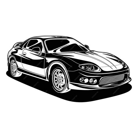 Premium Vector | Black and white car vector illustration for conceptual ...