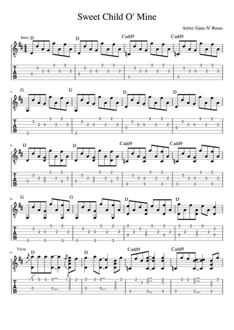 sweet child o mine guitar tab pdf Mine child sweet guitar tab roses ...