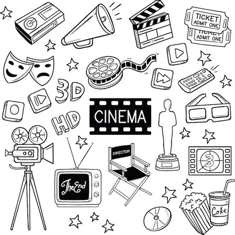 Premium Vector | Cinema and movie doodles.