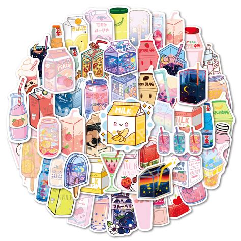 Buy Kawaii Cute Boba Stickers 52PCS Kawaii Drink Stickers,Aesthetic ...