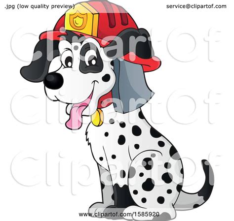 Clipart of a Cartoon Fire Fighter Dalmatian Dog - Royalty Free Vector ...