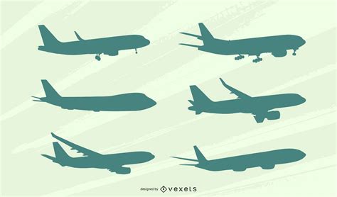 Airplane Side View Silhouette Set Vector Download