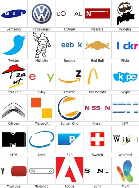 Logos And Names For Logo Quiz Level 1