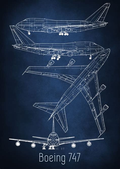 Boeing 747 Blueprint Art | Aerospace design, Blueprint art, Blueprints