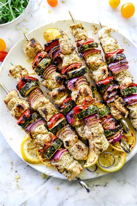 Grilled Greek Chicken Kebab Recipe | foodiecrush.com