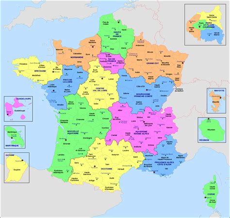 Map of France regions - France map with regions