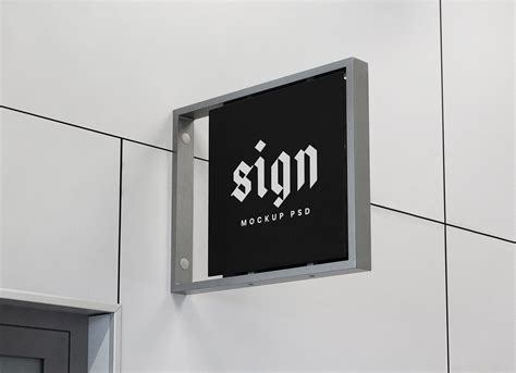 Free Indoor Wall Mounted Signage Mockup PSD - Good Mockups