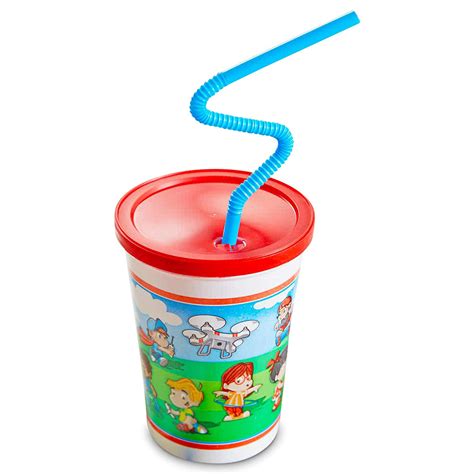 [50 Pack] 12 OZ Plastic Kids Cup with Lid and Straw - Spill Proot, BPA ...