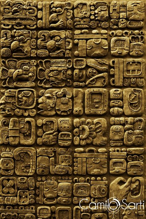 Details Of Maya Glyphs On A Stelae From The Archaeological Site Of D8E