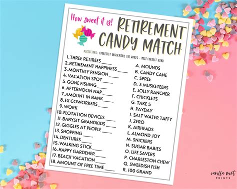 Retirement Party Games Retirement Candy Match Fun - Etsy UK