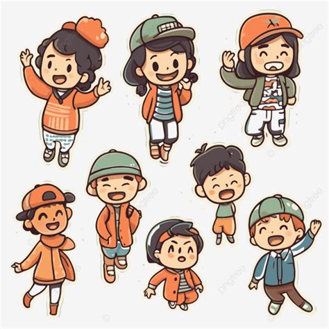 Cartoon Smiling People Stickers Clipart Vector, Sticker Design With ...