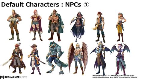 RPG Maker Unite details default character full-body portraits - Gematsu