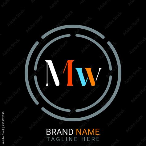 Mw Letter Logo design. black background. Stock Vector | Adobe Stock