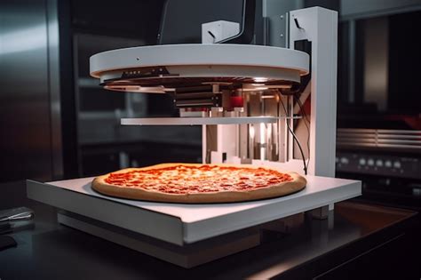 Premium AI Image | 3D printer prints pizza Cooking device of future for ...