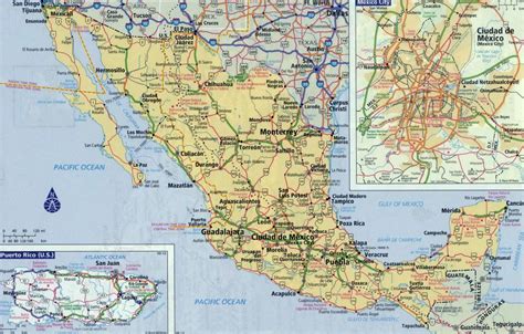 Large detailed roads and highways map of Mexico with cities | Mexico ...