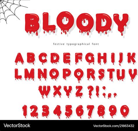 Halloween blood font abc bright red liquid Vector Image