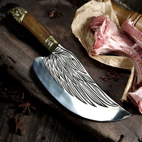 Traditional Chinese Butcher Knife High Carbon Steel Kitchen Chef Knife ...