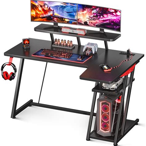 Buy MOTPK Gaming Desk L Shaped, Small Corner Desk with Storage Shelf ...