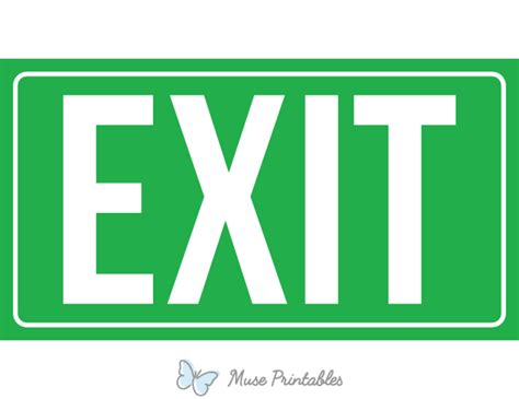 Printable Green Exit Sign